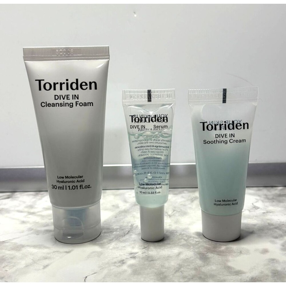 Torriden DIVE-IN Low Molecular Hyaluronic Set - Cleanser, Serum, Shoothing Cream